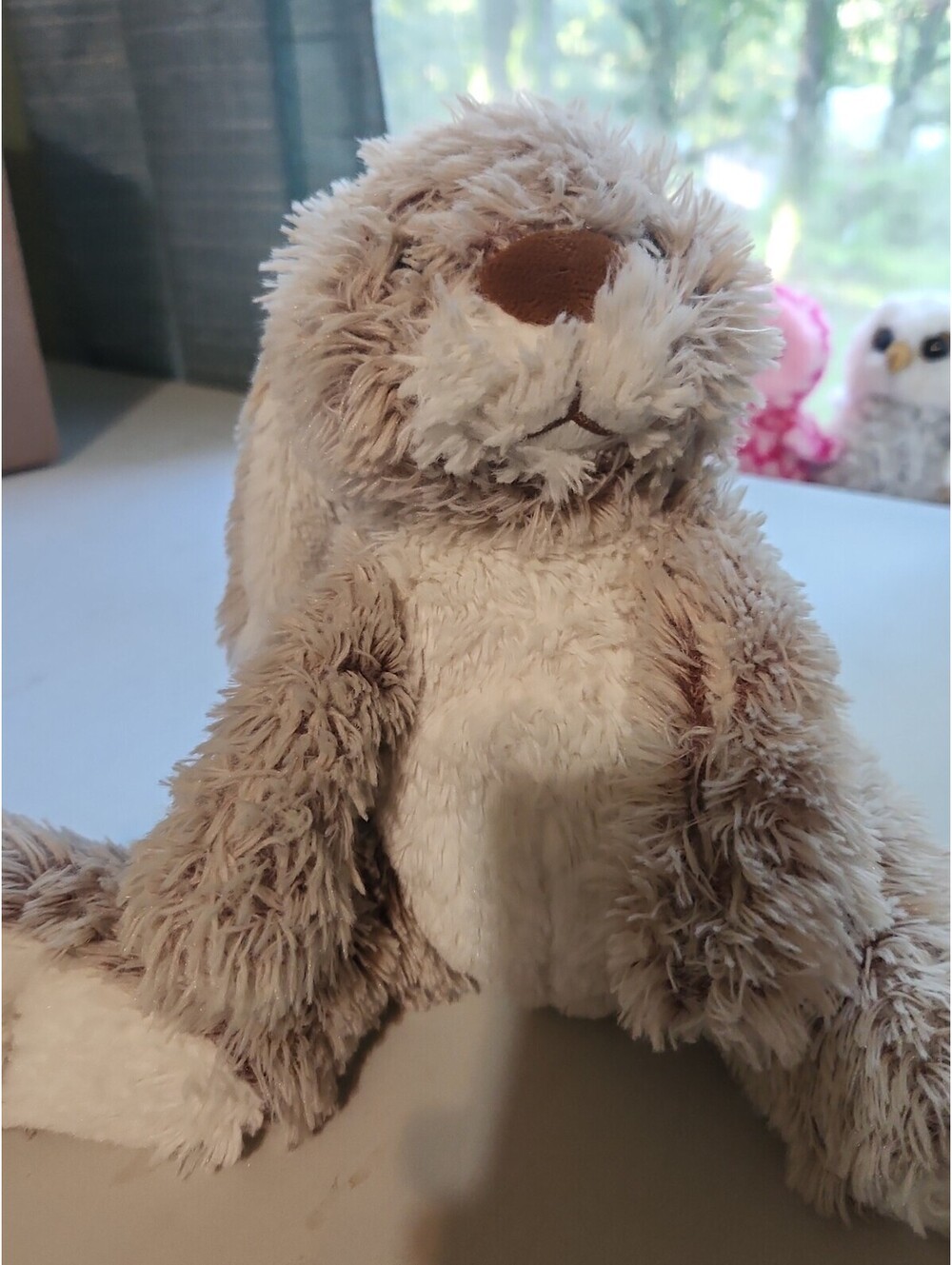 Melissa & Doug Bunny Jack Rabbit Plush Cream Shaggy Big Feet Stuffed Animal 12”